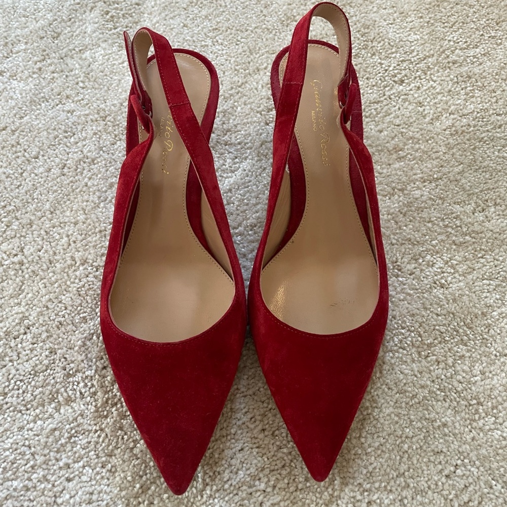 Gianvito Rossi Red Suede Heels